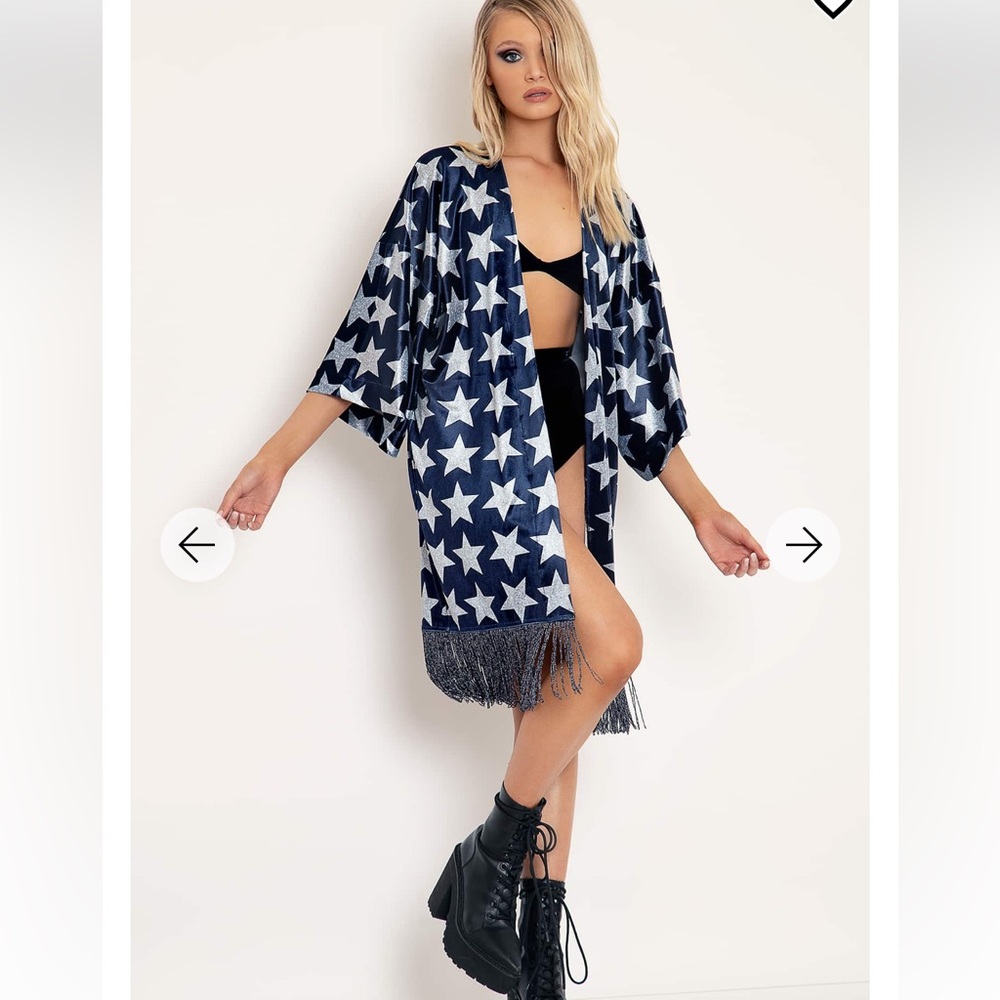 BlackMilk I’m A Star Velvet Fringe Robe size L